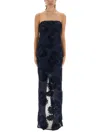 Rotate Birger Christensen 3d Mesh Long Dress In Black