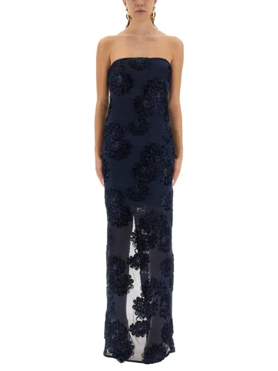 Rotate Birger Christensen 3d Mesh Long Dress In Black