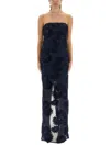 Rotate Birger Christensen 3d Mesh Maxi Dress In Blue