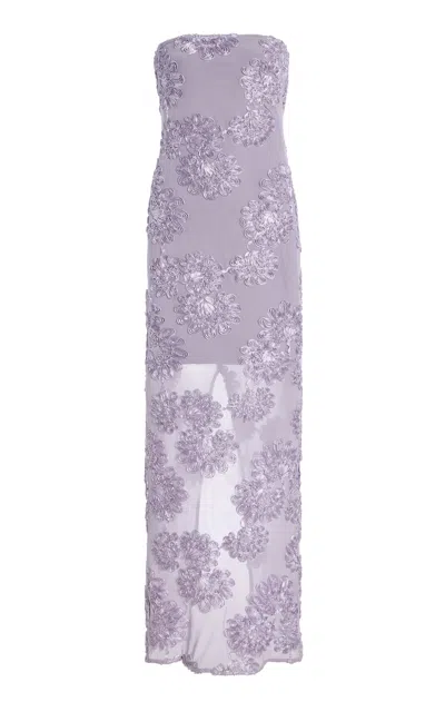 Rotate Birger Christensen 3d Mesh Maxi Dress