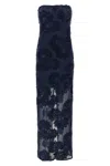 Rotate Birger Christensen 3d Mesh Maxi Dress In Blue