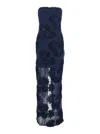 Rotate Birger Christensen 3d Mesh Maxi Dress In Blue