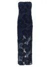 Rotate Birger Christensen 3d Mesh Maxi Dress In Blue
