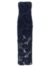 Rotate Birger Christensen 3d Mesh Maxi Dress In Blue
