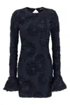 Rotate Birger Christensen Rotate Tulle Dress With All-over Rose Details In Blue