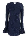 Rotate Birger Christensen Rotate Tulle Dress With All-over Rose Details In Blue
