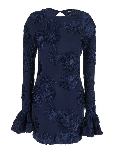 Rotate Birger Christensen 3d Mesh Mini Dress In Blue