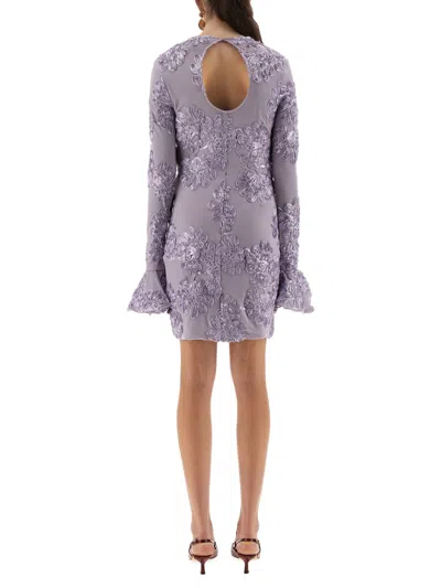 Rotate Birger Christensen 3d Mesh Mini Dress In Purple
