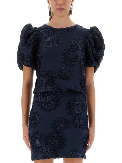 Rotate Birger Christensen 3d Mesh Tops. In Blue
