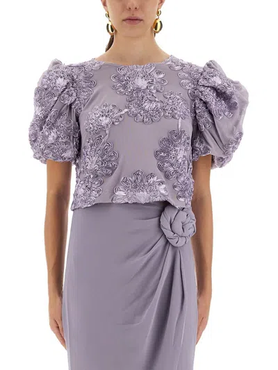 Rotate Birger Christensen 3d Mesh Tops. In Purple