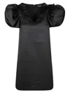 Rotate Birger Christensen Mini Dress With V-neckline And Puff Sleeves In Black