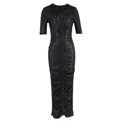 Rotate Birger Christensen Abigail Ruched Dress In Black Polyester