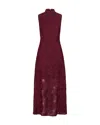 Rotate Birger Christensen Abito Lungo Floreale Bordeaux In Burgundy