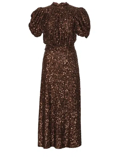ROTATE BIRGER CHRISTENSEN MIDI DRESS WITH SEQUINS