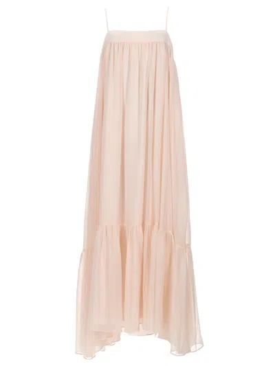 Rotate Birger Christensen Abito Midi In Chiffon In Pink