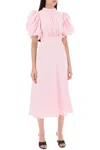 Rotate Birger Christensen Bridal Gathered Satin Midi Dress In Pink