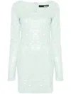 Rotate Birger Christensen Sequinned Scoop-neck Minidress In Light Blue