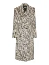 Rotate Birger Christensen Rotate Zebra Print Long Coat With Double-breasted Design And Large Lapels In Gray