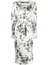 Rotate Birger Christensen Abstract Floral-print Midi Dress In Nude
