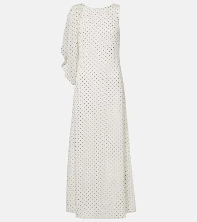 Rotate Birger Christensen Adela Polka-dot Chiffon Gown In White