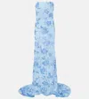 Rotate Birger Christensen Alberty Floral-appliqué Mesh Gown In Placid Blue