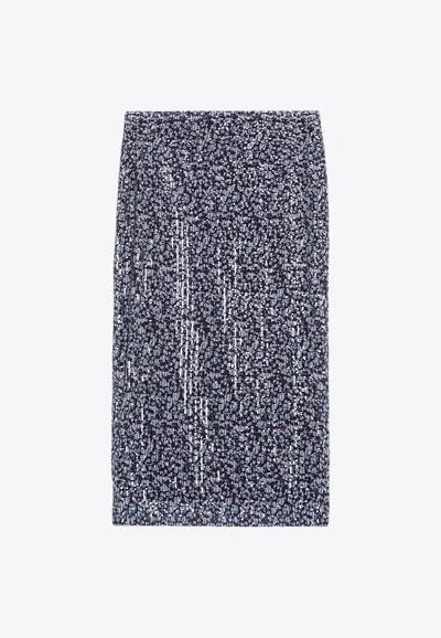 ROTATE BIRGER CHRISTENSEN ALL-OVER PRINT SEQUINED MIDI SKIRT