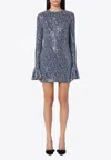 Rotate Birger Christensen Open-back Sequin Mini Dress In Purple