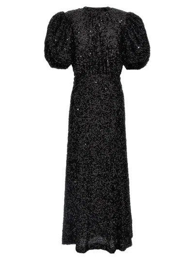ROTATE BIRGER CHRISTENSEN ALL-OVER SEQUIN-EMBELLISHED MIDI DRESS WITH RIBBON FASTENING