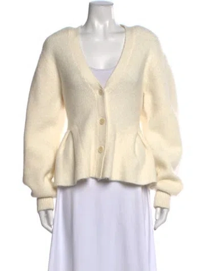 Pre-owned Rotate Birger Christensen Alpaca V-neck Sweater W/ Tags In Neutrals