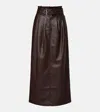 Rotate Birger Christensen Anatta Belted Woven Midi Skirt In Brown