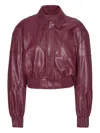 Rotate Birger Christensen Rotate Silk-finish Bomber Jacket With Ribbed Cuffs In Burgundy