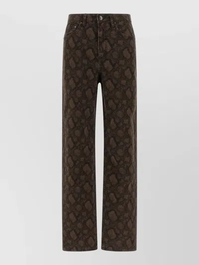ROTATE BIRGER CHRISTENSEN ANIMAL PATTERN DENIM TROUSERS POCKETS BELT LOOPS