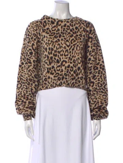 Pre-owned Rotate Birger Christensen Animal Print Crew Neck Sweater In Brown
