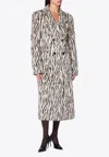 Rotate Birger Christensen Womens Egret Comb Printed Double-breasted Cotton-blend Coat In White