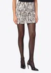 Rotate Birger Christensen Womens Egret Comb Printed Faux-fur Cotton-blend Mini Skirt In Multi