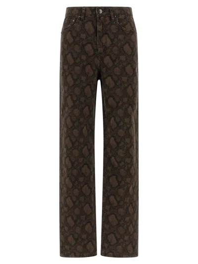 Rotate Birger Christensen Animal Print Jeans In Brown