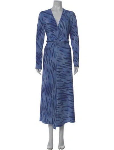 Pre-owned Rotate Birger Christensen Animal Print Long Dress In Blue