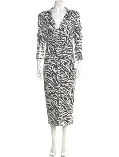 Pre-owned Rotate Birger Christensen Animal Print Long Dress In Multi