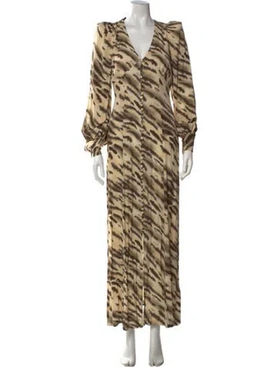 Pre-owned Rotate Birger Christensen Animal Print Long Dress W/ Tags In Neutral