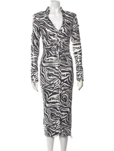 Pre-owned Rotate Birger Christensen Animal Print Midi Length Dress In Multi