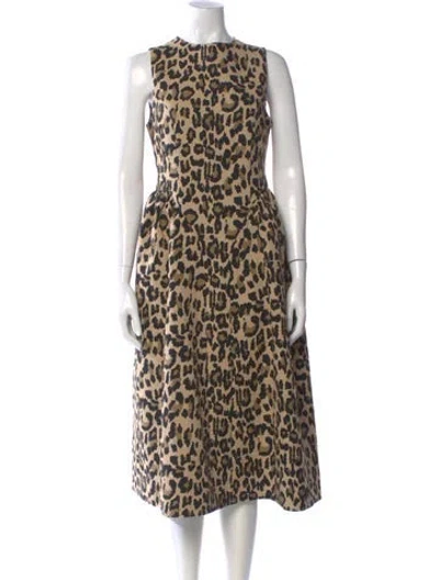 Pre-owned Rotate Birger Christensen Animal Print Midi Length Dress In Neutral