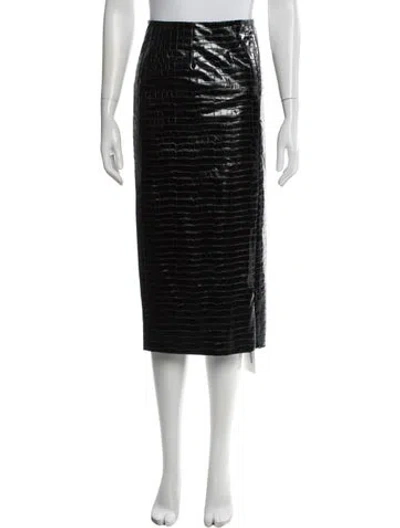 Pre-owned Rotate Birger Christensen Animal Print Midi Length Skirt In Black