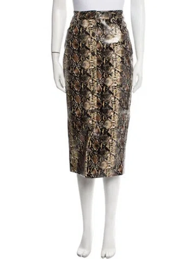 Pre-owned Rotate Birger Christensen Animal Print Midi Length Skirt In Brown