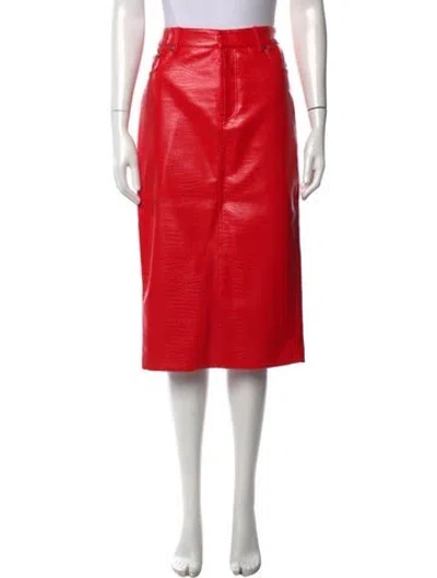 Pre-owned Rotate Birger Christensen Animal Print Midi Length Skirt In Red