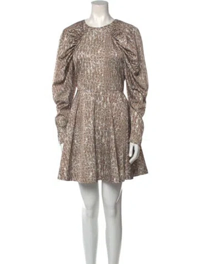 Pre-owned Rotate Birger Christensen Animal Print Mini Dress In Brown