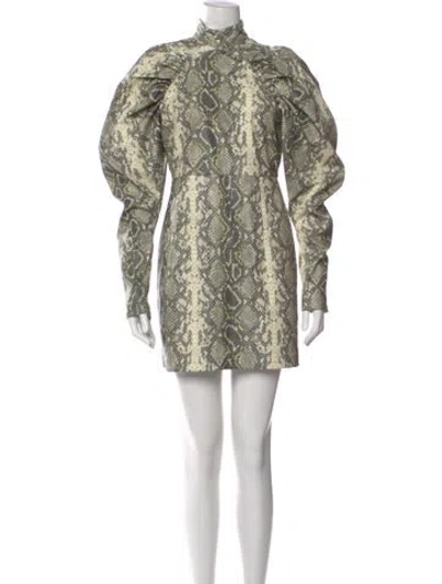 Pre-owned Rotate Birger Christensen Animal Print Mini Dress In Neutral