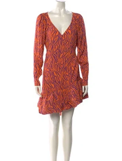 Pre-owned Rotate Birger Christensen Animal Print Mini Dress In Orange