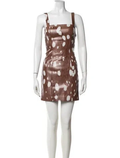 Pre-owned Rotate Birger Christensen Animal Print Mini Dress W/ Tags In Brown