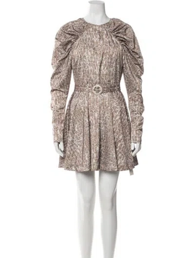 Pre-owned Rotate Birger Christensen Animal Print Mini Dress W/ Tags In Neutral