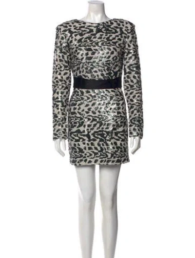 Pre-owned Rotate Birger Christensen Animal Print Mini Dress In White